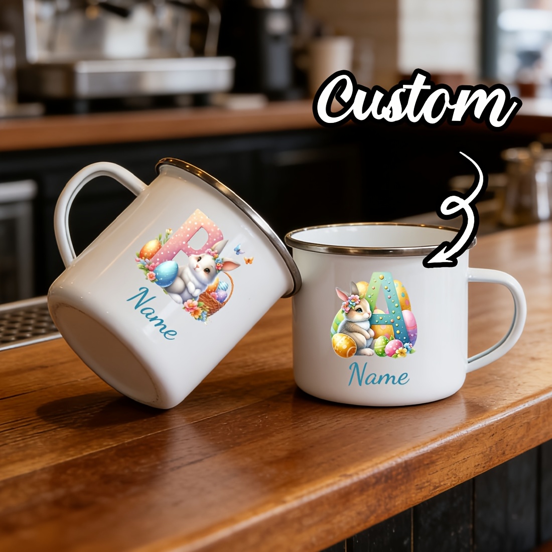 Coffee Equipment Names - Tasse personnalisée avec initiale florale, tasse