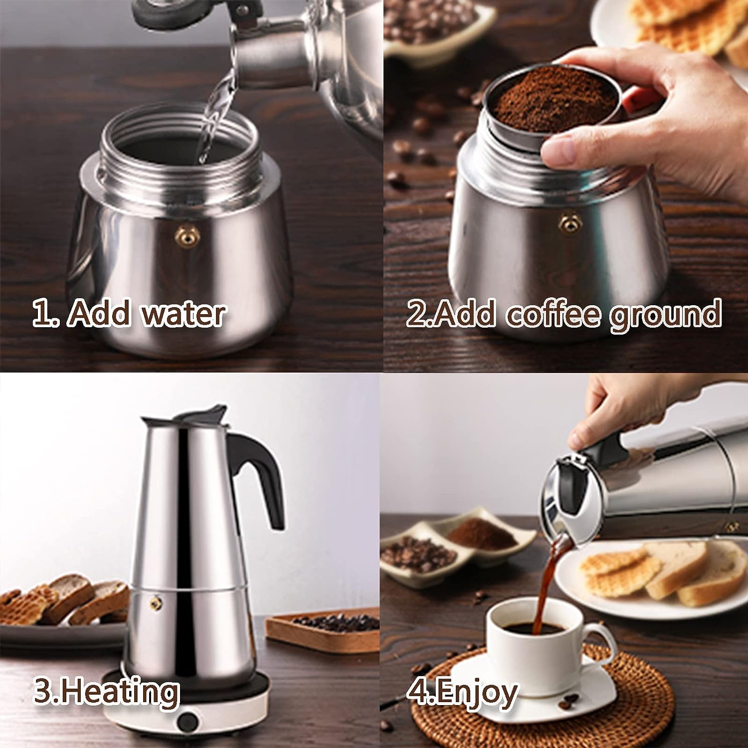 4/6/9 Tasses Moka Pot Caffe Ma - Coffee Equipment For Home avis et prix